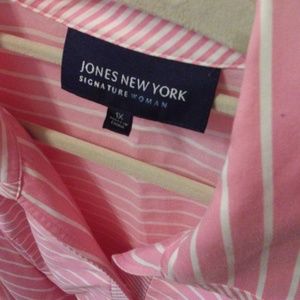 Jones New York Pink w/ White Stripes Blouse
